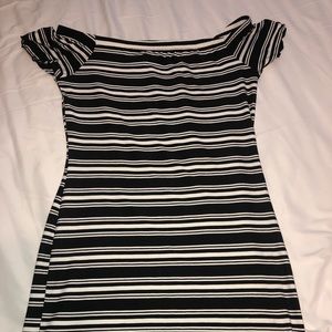 Tight fitted black and white dress